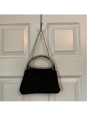 Black evening purse silver